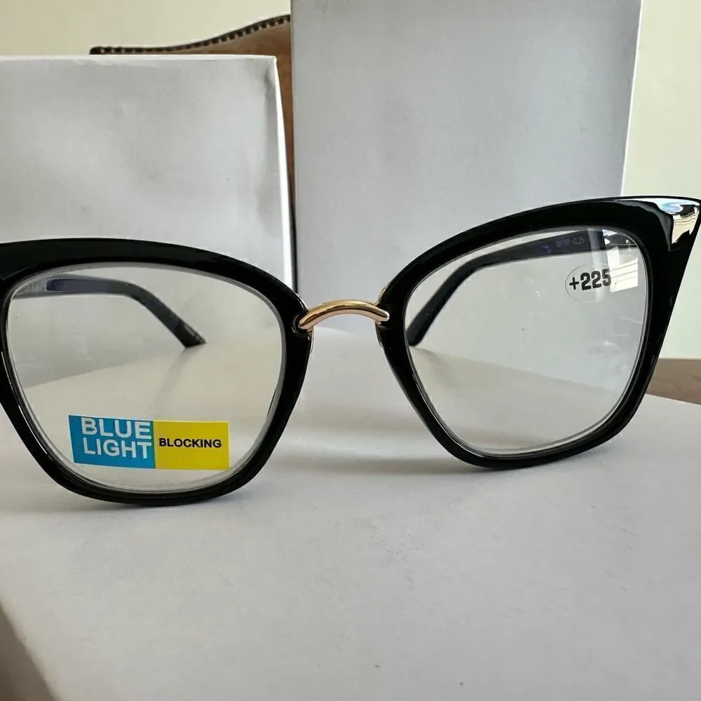 💼 Readers with Blue Light Protect. Black Plastic Frames Contemporary Cat Eye